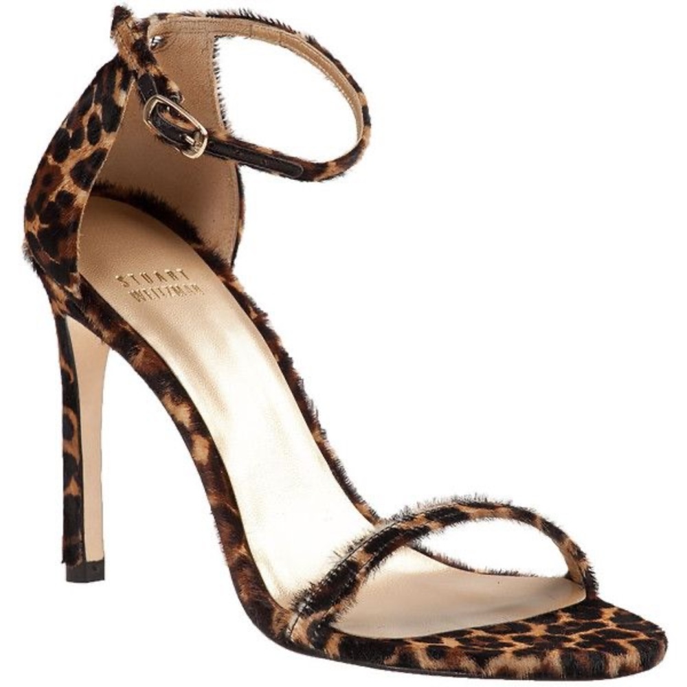Stuart Weitzman Nudist Leopard Print calf hair Heels, 6.5